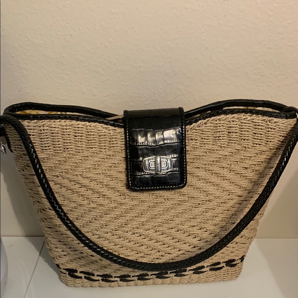 Brighton Woven Shoulder Bag with Elegant Trim